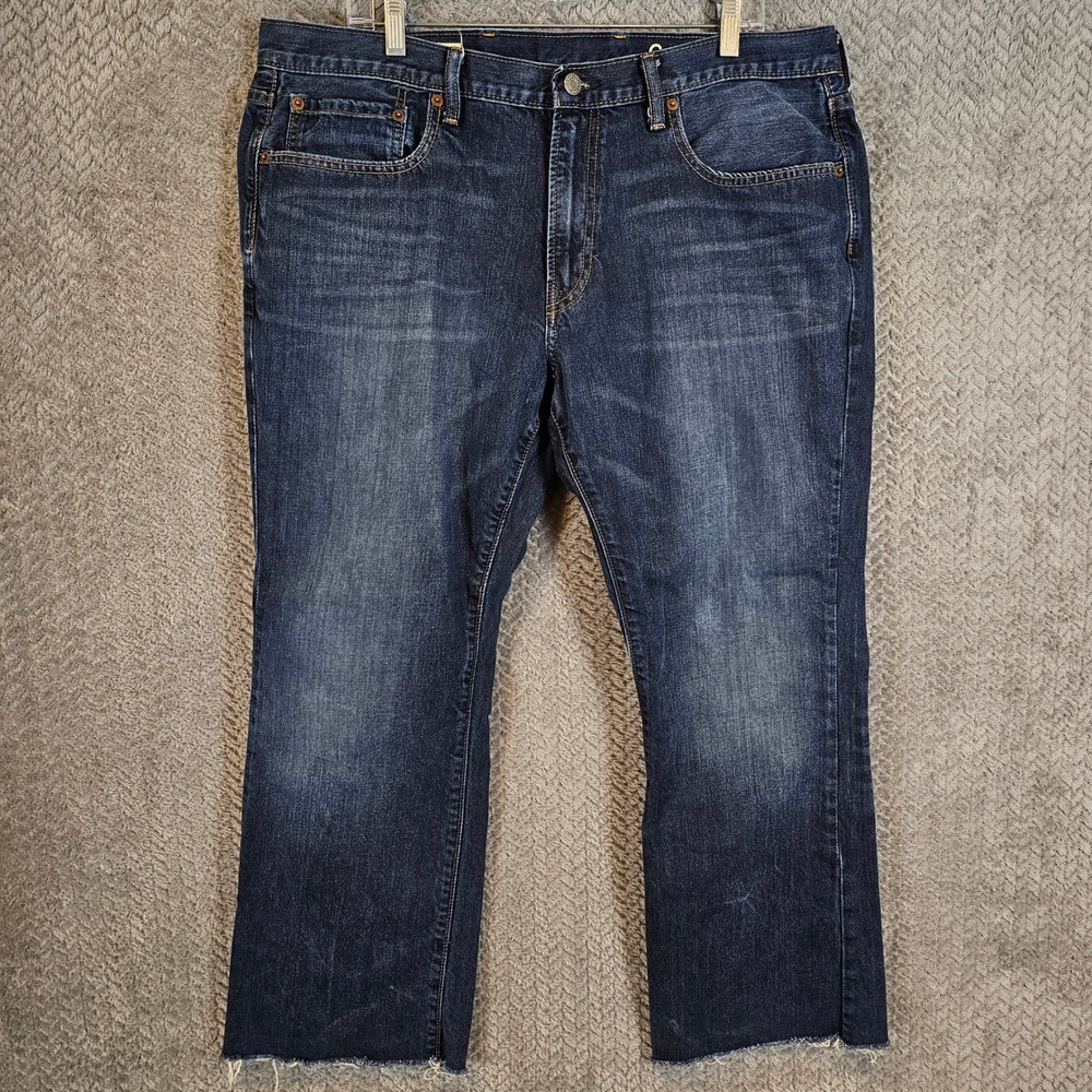 Gap 1969 Mens Boot‎ Rockaway Jeans 38x30 Blue Raw Hem Frayed Denim 350476-00